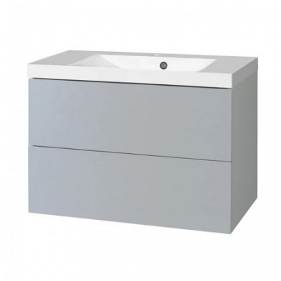 Aira, koupelnová skříňka s umyvadlem z litého mramoru 81 cm, šedá