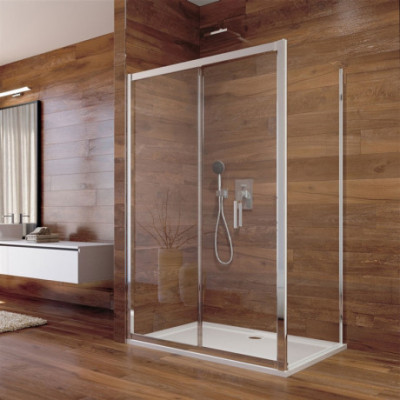 Sprchový kout, Lima, obdélník, 90x80x190 cm, chrom ALU, sklo čiré