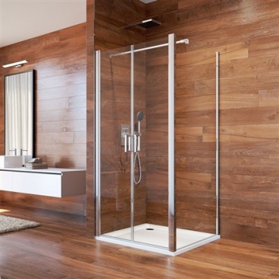Sprchový kout, Lima, čtverec, 80 cm, chrom ALU, sklo Čiré, dveře lítací