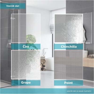 Sprchové dveře, LIMA, trojdílné, zasunovací, 80 cm, chrom ALU, sklo Point