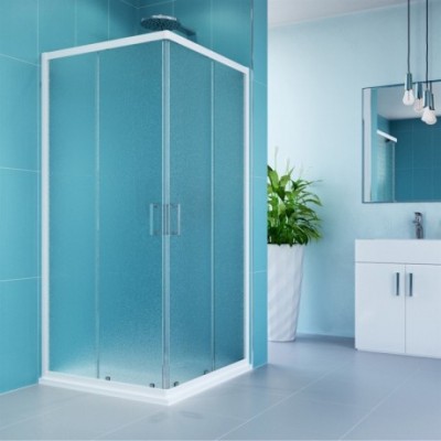 Sprchový kout, Kora, obdélník, 90 x 80 cm, bílý ALU, sklo...
