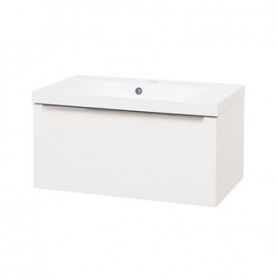 Mailo, koupelnová skříňka, umyvadlo z litého mramoru,bílá, 1 zásuvka, 810x476x365 mm