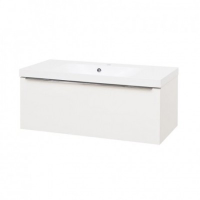 Mailo, koupelnová skříňka,umyvadlo z litého mramoru,bílá, dub, antracit, 1 zásuvka, 1010x476x365 mm