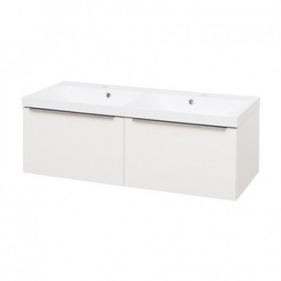Mailo, koupelnová skříňka, umyvadlo z litého mramoru ,bílá, 4 zásuvky, 1210x700x480 mm