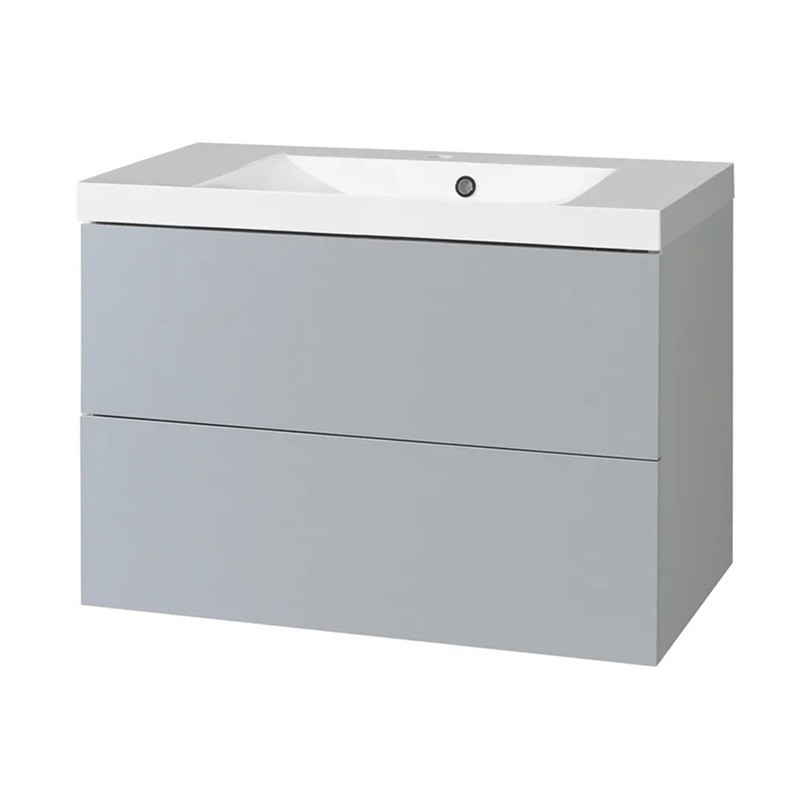 Mereo Aira, koupelnová skříňka s umyvadlem z litého mramoru 81 cm, šedá CN731M