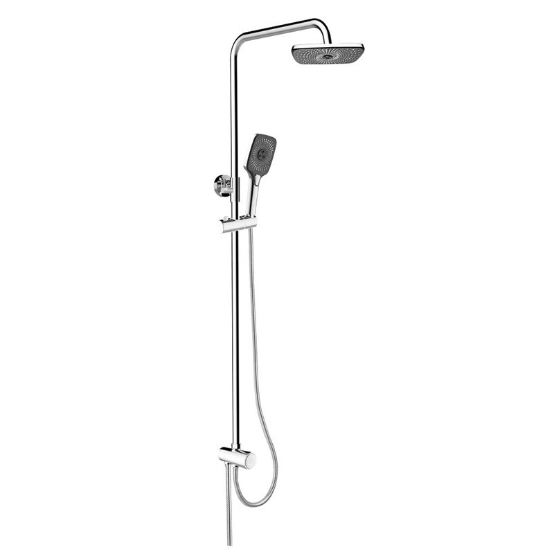 Mereo Sprchový set s tyčí hranatý, černá hlavová sprcha a třípolohová ruční sprcha CB95001SB2