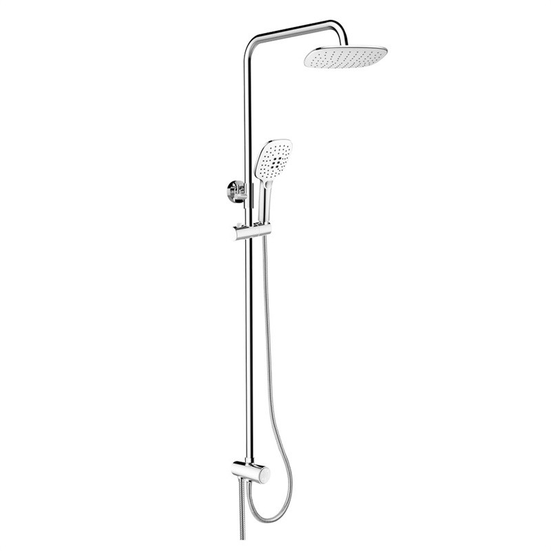 Mereo Sprchový set s tyčí hranatý, bílá hlavová sprcha a třípolohová ruční sprcha CB95001SW2