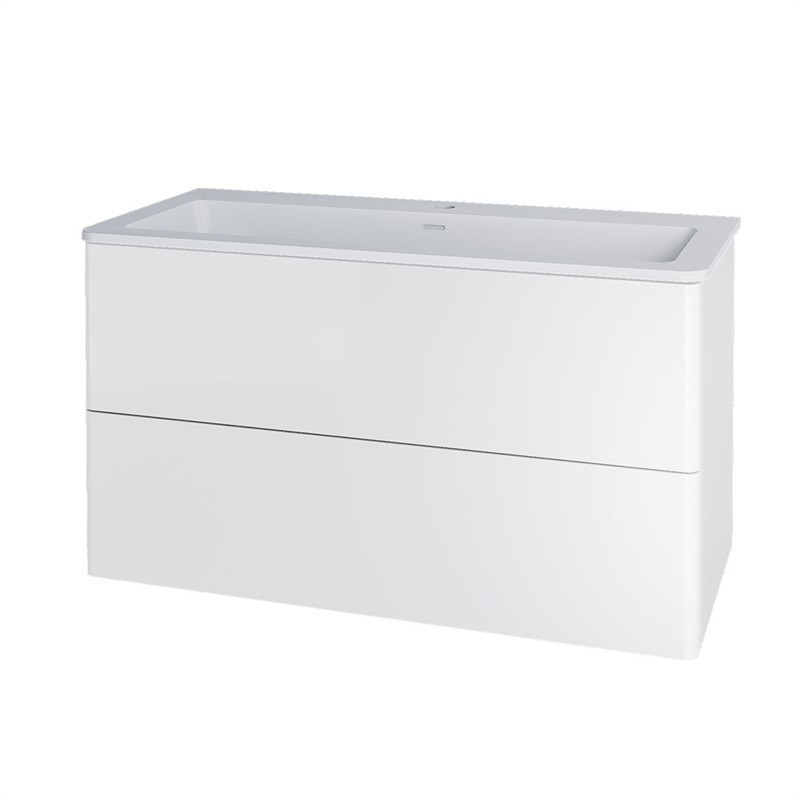 Mereo Siena, koupelnová skříňka s umyvadlem z litého mramoru 101 cm, bílá lesk CN412M1