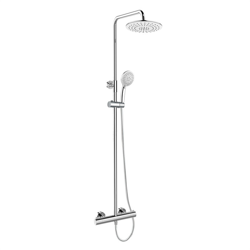 Mereo Termostatická nástěnná sprchová baterie s hadicí, ruční a talířovou kulatou sprchou, bílá CB60104TSH