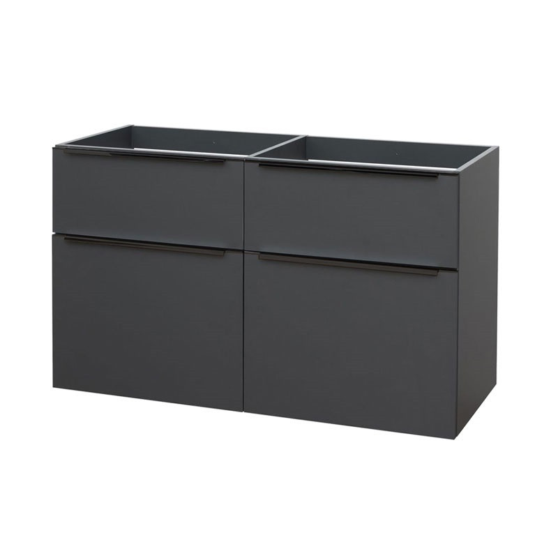 Mereo Mailo, koupelnová skříňka 121 cm, antracit, černé madlo CN533SB