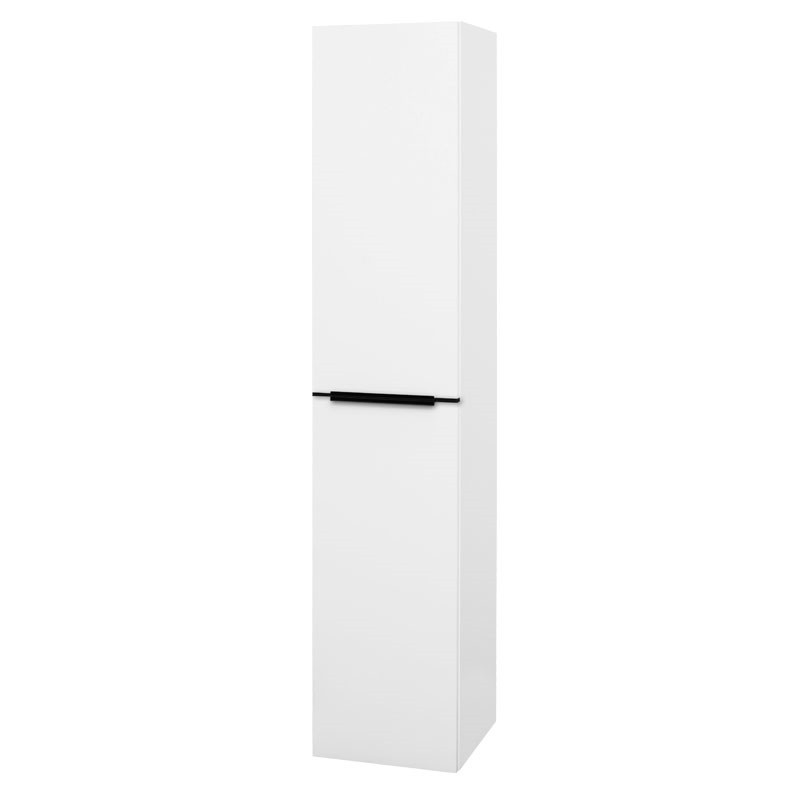 Mereo Mailo, koupelnová skříňka vysoká 170 cm, bílá, černé madlo CN514LPB