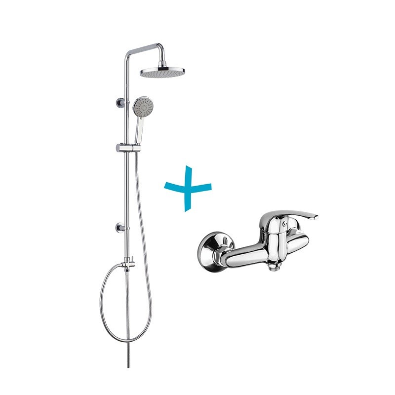 Mereo Sprchová souprava Lila - plastová hlavová sprcha a třípolohová ruční sprcha vč. sprchové baterie CBEE609