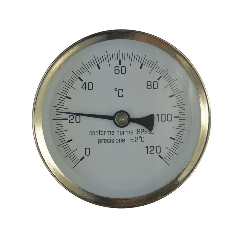 Mereo Teploměr bimetalový DN 63, 0 - 120 °C, zadní vývod 1/2", jímka 75 mm PR3058