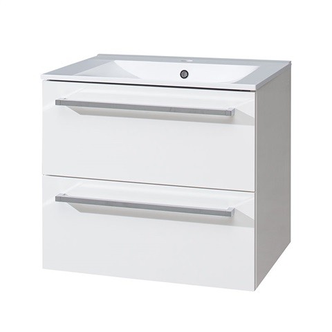 Mereo Koupelnová skříňka s keramický umyvadlem 60 cm, bílá/bílá CN660
