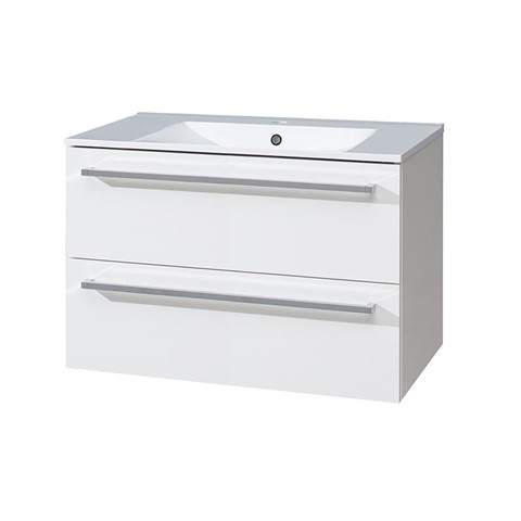 Mereo Koupelnová skříňka s keramickým umyvadlem, 80 cm, bílá/bílá CN661