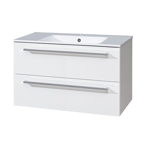 Mereo Koupelnová skříňka s keramickým umyvadlem 100 cm, bílá/bílá CN662