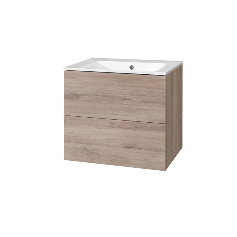 Mereo Aira, koupelnová skříňka s keramickým umyvadlem 60 cm, dub CN720