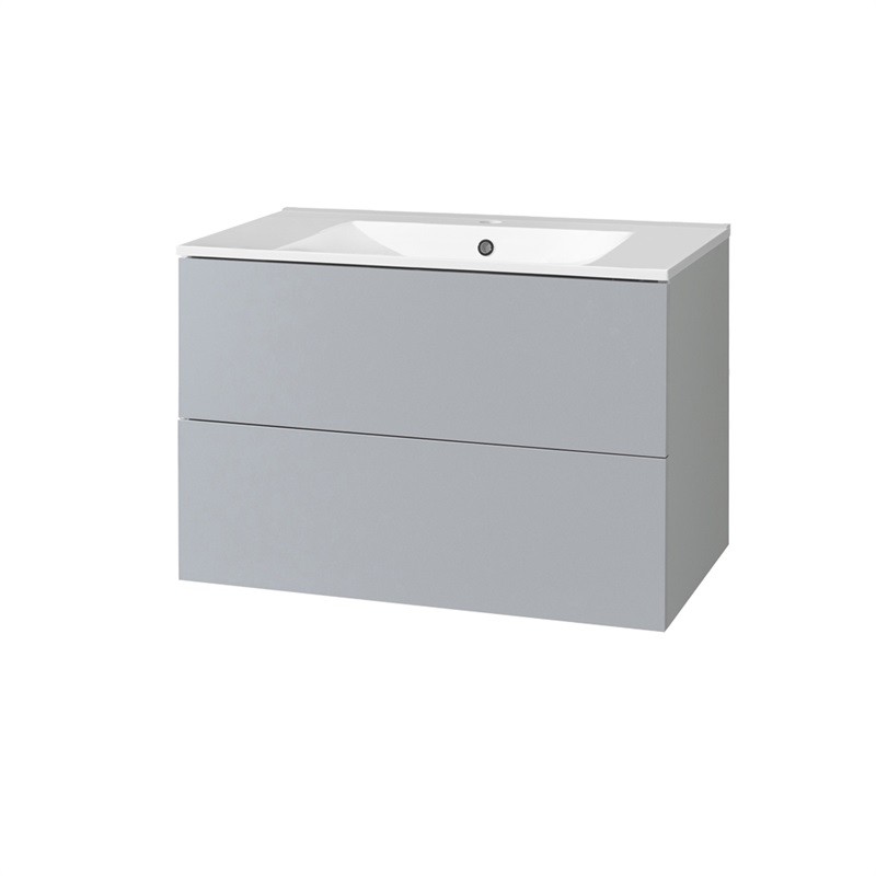Mereo Aira, koupelnová skříňka s keramickým umyvadlem 80 cm, šedá CN731