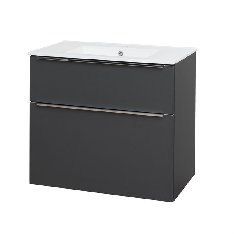Mereo Mailo, koupelnová skříňka s keramickým umyvadlem, antracit, 2 zásuvky, 810x580x458 mm CN531