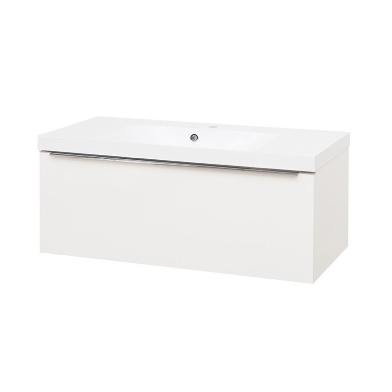 Mereo Mailo, koupelnová skříňka,umyvadlo z litého mramoru,bílá, dub, antracit, 1 zásuvka, 1010x476x365 mm CN517M