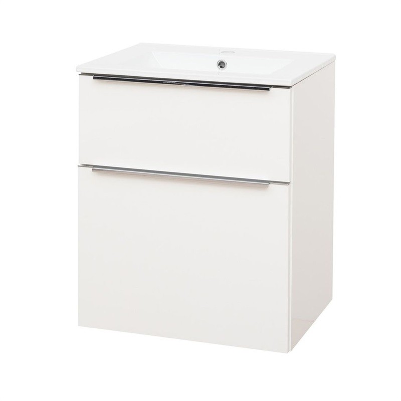 Mereo Mailo, koupelnová skříňka s keramickým umyvadlem, bílá, 2 zásuvky, 610x580x458 mm CN510