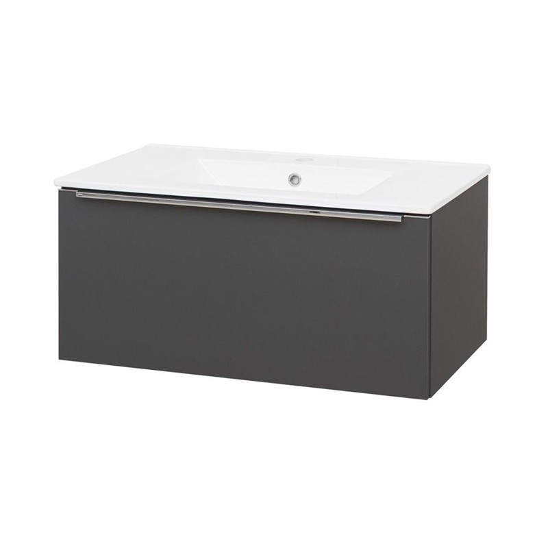 Mereo Mailo, koupelnová skříňka s keramickým umyvadlem, antracit, 1 zásuvka, 810x476x365 mm CN536