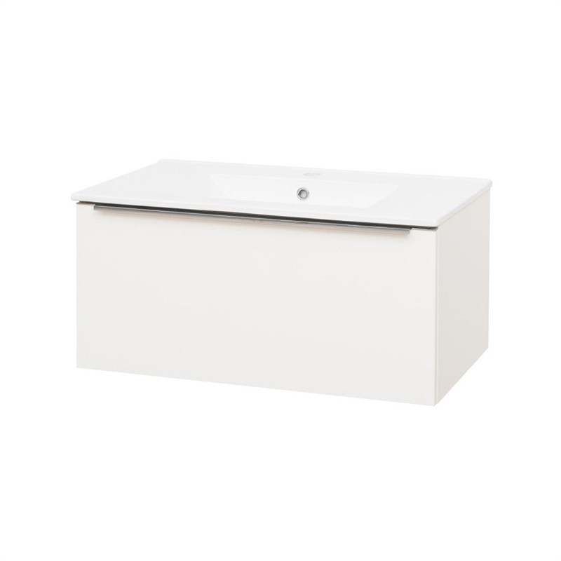 Mereo Mailo, koupelnová skříňka s keramickým umyvadlem, bílá, 1 zásuvka, 810x476x365 mm CN516