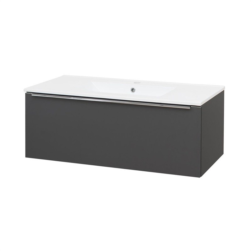 Mereo Mailo, koupelnová skříňka s keramickým umyvadlem, antracit, 1 zásuvka, 1010x476x365 mm CN537