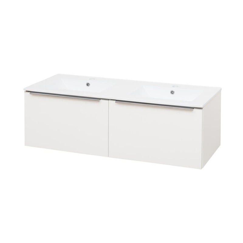 Mereo Mailo, koupelnová skříňka s keramickým umyvadlem, bílá, 2 zásuvky, 1210x476x365 mm CN518