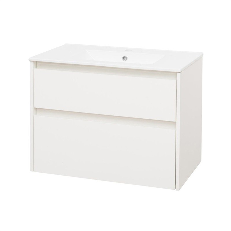 Mereo Opto, koupelnová skříňka s keramickým umyvadlem, bílá, 2 zásuvky, 810x580x458 mm CN911